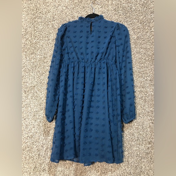 NWT Girls Swiss Dot Flared Sleeve Ruffle Collar Dress Size 12 - Picture 5 of 6